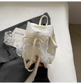 Mini mochila estilo ballet blanco crema con detalle de lazo de cinta de encaje - Blanco Roto