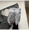Light blue ballet style mini backpack with large white organza bow and drawstring closure - Blue