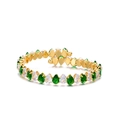 Gold-plated emerald and zircon open wrap bracelet featuring pear-cut stones and crystals - Emerald Water Drop Wrap Style (TS0168)