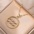 Collana in titanio dorato con ciondolo costellazione Acquario e zirconi a taglio baguette - Set Collana Segno Acquario (X2251) / Oro