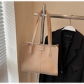 Grote beige tote tas met Fashion-opdruk en schouderbanden voor dagelijks woon-werkverkeer - Khaki