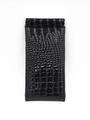 Detail of black crocodile texture glasses pouch with glossy faux leather finish - Crocodile Pattern Black