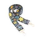 Close-up of floral print strap with premium gold metal swivel hooks and adjuster - Floral Pattern Small Flowers