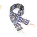 Close-up of bohemian colorful woven bag strap with premium gold metal lobster clasps - Horizontal Stripe Print