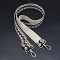 Tracolla larga regolabile in tessuto con motivo chevron grigio e marrone su base crema - Zigzag Nero