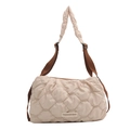 Borsa tote beige trapuntata con motivi esagonali e tracolla marrone per donna - Bianco