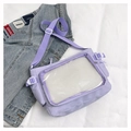 Bolso ita bandolera violeta claro de nailon con gran ventana de PVC transparente - Púrpura
