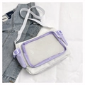Bolso bandolera blanco y lavanda con bolsillo de malla y correa ajustable escolar - Blanco y Púrpura