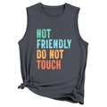 Detalle de camiseta gris sin mangas con estampado Not Friendly y diseño anudado - S / gris oscuro