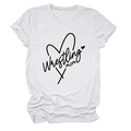 Detailed close-up of heart graphic and Wrestling Mom text on white cotton t-shirt - White (Black Font)