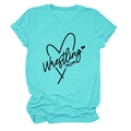 Close-up of Wrestling Mom heart print on a teal blue soft cotton short sleeve T-shirt - Deep Water Blue (Black Font)
