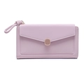 Cartera larga minimalista para mujer en color rosa púrpura con solapa y asa de mano - Rosa