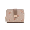 Eleganter Damen-Geldbeutel aus PU-Leder mit Blumenmuster in modischem Altrosa - Aprikose