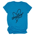 Detail of royal blue wrestling mom t-shirt with rolled sleeves and graphic print - Lake Blue (Black Font)