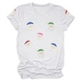 Détail d'un t-shirt blanc à col rond avec des motifs de Père Noël à paillettes - S / Hauts / Blanc