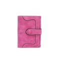 Γυναικείο κοντό πορτοφόλι από τεχνητό δέρμα σε φούξια με κυματιστή ραφή - Τριανταφυλλί