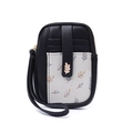 Détail du porte-monnaie en nylon avec breloque feuille, zip métal et poche à motif - Noir
