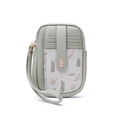 Detail of light green floral leather mini bag with golden leaf metal hardware - Green