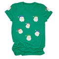 Détails du t-shirt vert de Noël avec motifs de Père Noël à paillettes colorées - S / Hauts / Vert Foncé