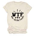T-shirt in cotone beige con stampa grafica nera WTF Wine Tasting Friends sul davanti - S / Sabbia