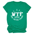 Dettaglio della stampa WTF Wine Tasting Friends su T-shirt verde in cotone - Taglia S / Verde Scuro