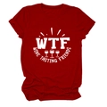 T-shirt bordeaux in cotone da donna con stampa WTF Wine Tasting Friends - Taglia S / Rosso