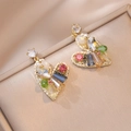 Orecchini cuore barocchi con cristalli multicolore e perle su oro - Stile Cuore Colorato (E0614)