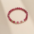 Bracelet en perles baroques fait main avec pierres roses et perles vertes pour femme - Style de Pierre Rose Pourpre (SF0019)
