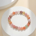 Natural agate and fluorite beaded bracelet featuring vibrant pastel macaron colors - Yanyuan Agate Bracelet (SF0020)