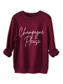 Detail eines bordeauxroten Sweatshirts mit warmem Fleece-Futter und Logo-Aufdruck - S / Burgunderrot