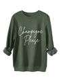 Detail eines dunkelgrünen Sweatshirts mit grauem Fleece-Futter und Rippbündchen - S / Armeegrün