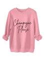 Détail du sweat rose Champagne Please avec poignets côtelés et texture en polaire douce - Pêche