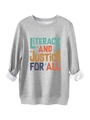 Dettaglio della fodera in pile grigio e stampa Literacy and Justice for All - S / Grigio chiaro