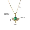 Collana elefante dorata con pietra verde smeraldo e zirconi bianchi, catena lunga 40+5cm - Zirconia Verde (X2501) / Oro