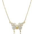 Elegant gold titanium steel butterfly necklace with zircon stones on white background - Gold Pave Zirconia Simple Butterfly Style (X2512) / Gold