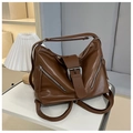 Grand sac à bandoulière marron rétro avec détails zippés pour un style chic féminin - Marron
