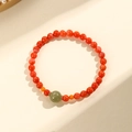 Pulsera de ágata roja natural y jade Hetian con elegantes espaciadores dorados - Pulsera de Cuentas de Ágata Roja del Sur Natural y Jade Hetian (SF0088)