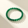 Bracciale in diaspro verde naturale con perle tonde lisce e finitura lucida oleosa - Diaspro Hetian di grado 7A (SF0109)