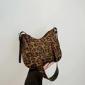 Borsa hobo alla moda con stampa leopardata e tracolla larga regolabile da donna - Leopardo Marrone