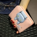 Rosa PU-Leder Kurzgeldbörse mit süßem Cartoon-Katzen-Patch und Fisch-Print für Mädchen - Rosa