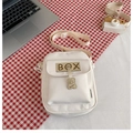 White canvas crossbody bag with yellow bear charm and adjustable strap in casual style - With Bear Pendant Style (BX White) / White