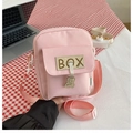 Pink canvas crossbody bag featuring cute bear zipper and stylish front pocket design - With Bear Pendant Style (BX Pink) / Pink