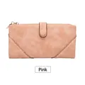 Lange Vintage-Damenbrieftasche in Rosa mit Wellenrand und Druckknopfverschluss - Rosa