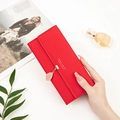 Red PU leather long wallet with leaf pendant and Prettyys Collection gold lettering - Red