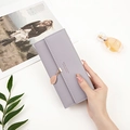 Long lavender PU leather tri-fold wallet for women with golden leaf pendant - Light Purple