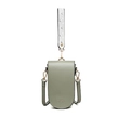 Vertical sage green PU leather mini crossbody phone bag with gold Forever Young logo - Green