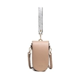 Mini borsa a tracolla beige per telefono con doppia tracolla e dettagli dorati - Albicocca