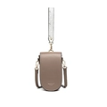 Borsa a tracolla porta cellulare marrone moka minimalista con tracolla a fiori artistica - Marrone