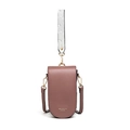 Vertical dusty pink PU leather mobile phone bag with floral wristlet strap and gold hardware - Dust Rose