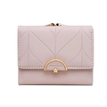 Pink trifold wallet with leaf quilting and floral metal clasp for daily coins - Pink